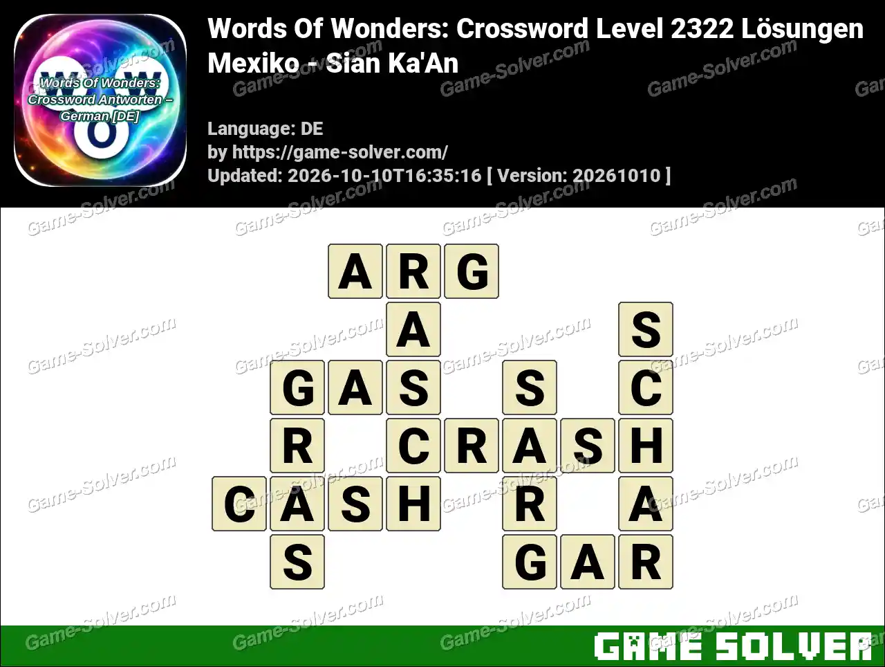 Words Of Wonders: Crossword Level 2322 Lösungen – Mexiko – Sian Ka’An